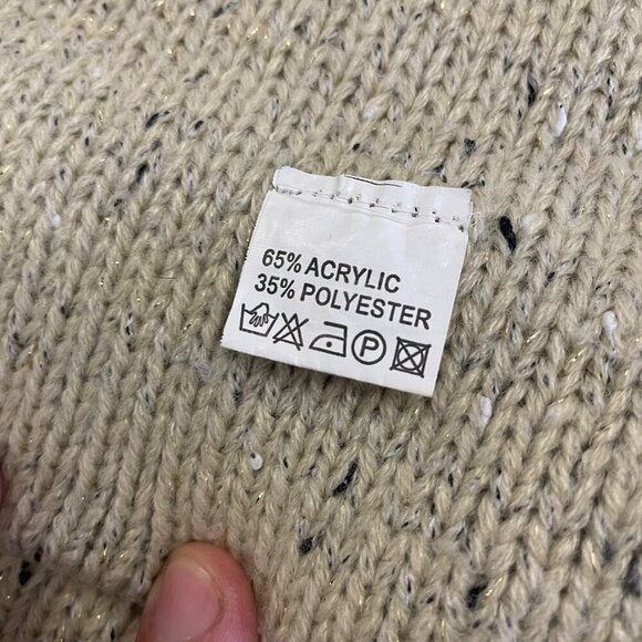 RENJO Womens Knit Cardigan Open Front Faux Leather Pockets Size Large - Picture 9 of 9